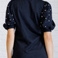 Diamonds and Pearls Puff Sleeve Top in Black