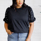 Diamonds and Pearls Puff Sleeve Top in Black