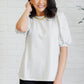 Diamonds and Pearls Puff Sleeve Top in Light Grey